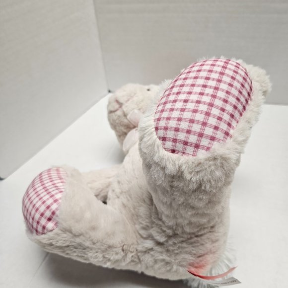 Gitzy Plush Gingham Stuffed Animal Cream Bunny Rabbit with Bow Toy Decor - Picture 6 of 14